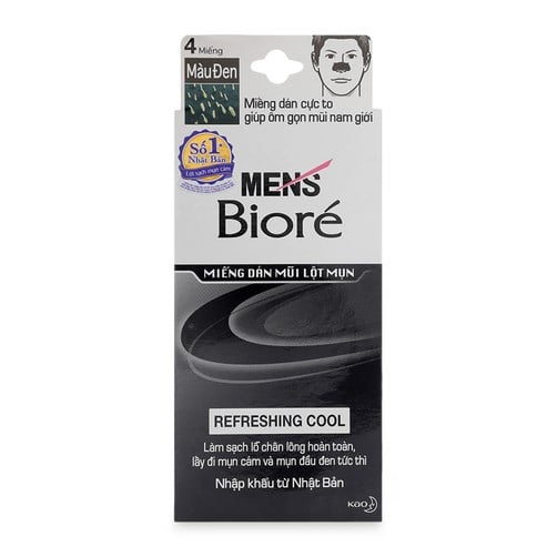 Miếng Dán Mũi Lột Mụn Nam Bioré Màu Đen | Biore Acne - Removing Nose Strips For Men - Black