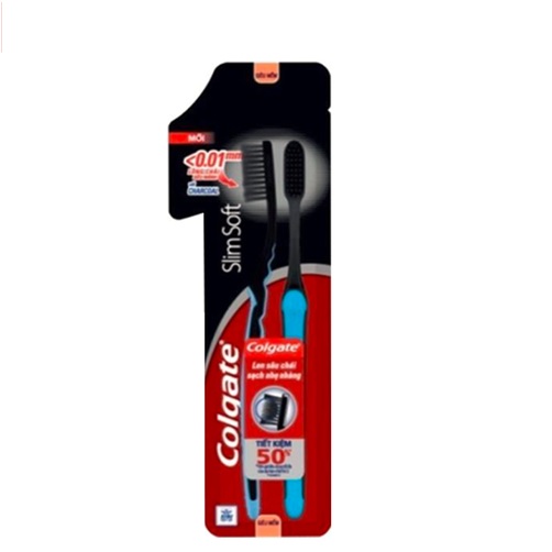 Lô 2 Bàn Chải Đánh Răng Colgate Slim Soft Charcoal