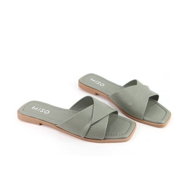 Dép Đế Bằng Quai Đắp Chéo Màu Xám Xanh Miso Cillie M029 (Store 5703)