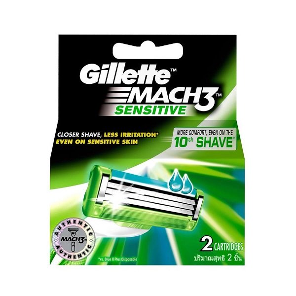 Đầu Dao Cạo Gillette Mach3 Sensitive 3 Lưỡi - Hộp 2 Cái