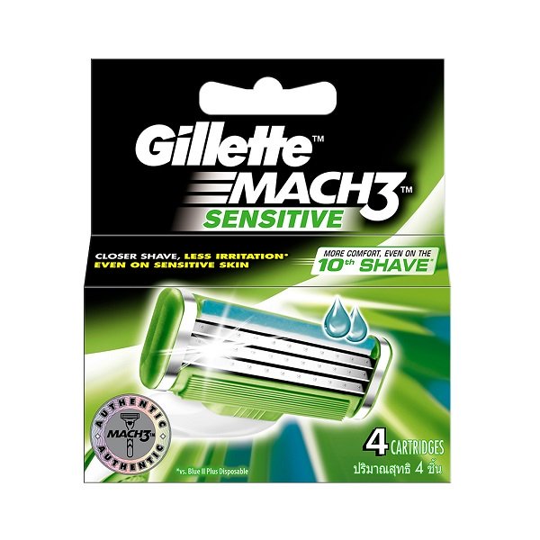 Đầu Dao Cạo Gillette Mach3 Sensitive 3 Lưỡi - Hộp 4 Cái