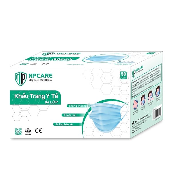 Khẩu Trang Y Tế Npcare 4 Lớp Premium Xanh Hộp 50 Cái (Store 1001, 1003)