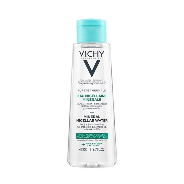 Nước Tẩy Trang Cho Da Hỗn Hợp & Da Bóng Dầu Vichy Pureté Thermale Mineral Micellar Water Combination To Oily Skin 200Ml