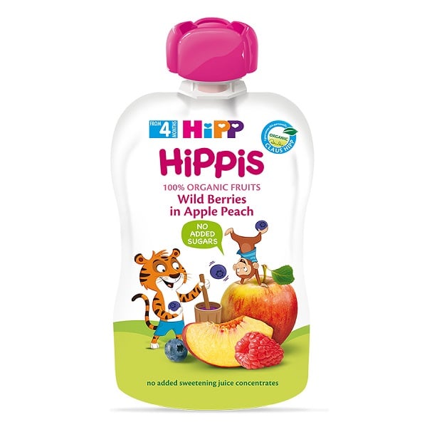 Dinh Dưỡng Trái Cây Nghiền Hippis Organic Dâu Táo Đào 100G