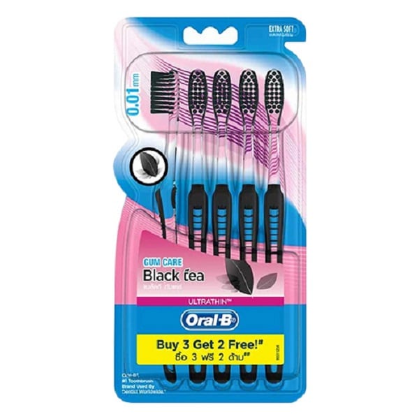 Bàn Chải Đánh Răng Oral - B Black Tea Gum Care Siêu Mềm Vỉ 5 Cây