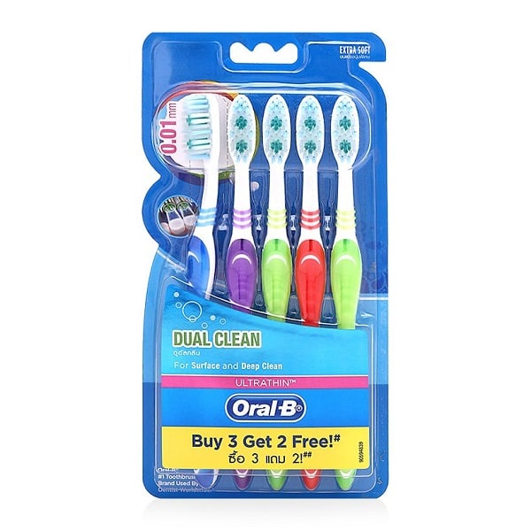 Bàn Chải Đánh Răng Oral - B Dual Clean Vĩ 5 Cái