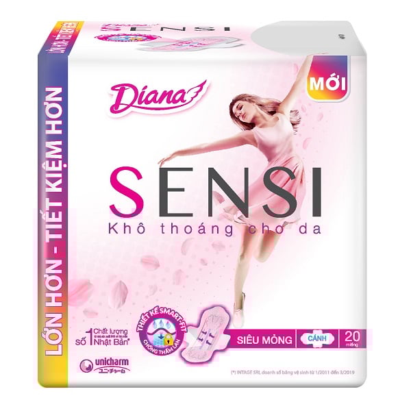 Băng Vệ Sinh Diana Sensi Siêu Mỏng Cánh 20 Miếng