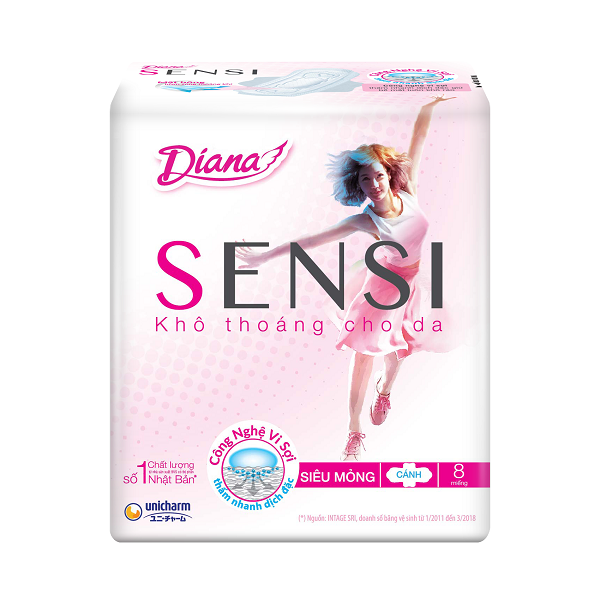 Băng Vệ Sinh Diana Sensi Siêu Mỏng Cánh - 8 Miếng