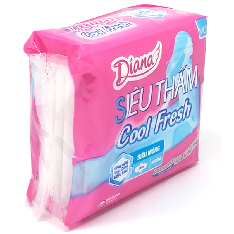 Băng Vệ Sinh Diana Siêu Thấm Cool Fresh Siêu Mỏng Cánh 8 Miếng