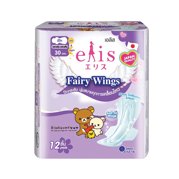 Băng Vệ Sinh Elis Fairy Wings Siêu Thấm Cánh Ngày & Đêm 30Cm - 12 Miếng