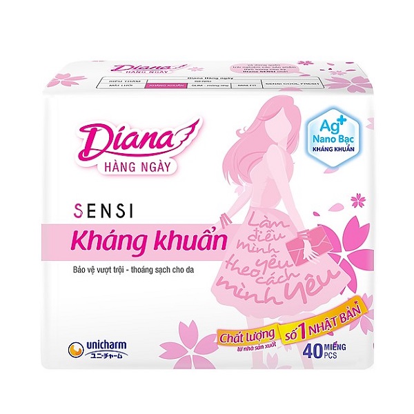 Băng Vệ Sinh Hàng Ngày Diana Siêu Thấm Kháng Khuẩn 40 Miếng