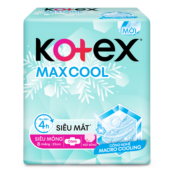 Băng Vệ Sinh Kotex Cool Siêu Mỏng Cánh 23Cm 8 Miếng