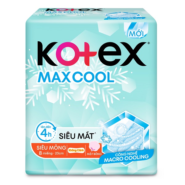 Băng Vệ Sinh Kotex Cool Siêu Mỏng Không Cánh 23Cm 8 Miếng