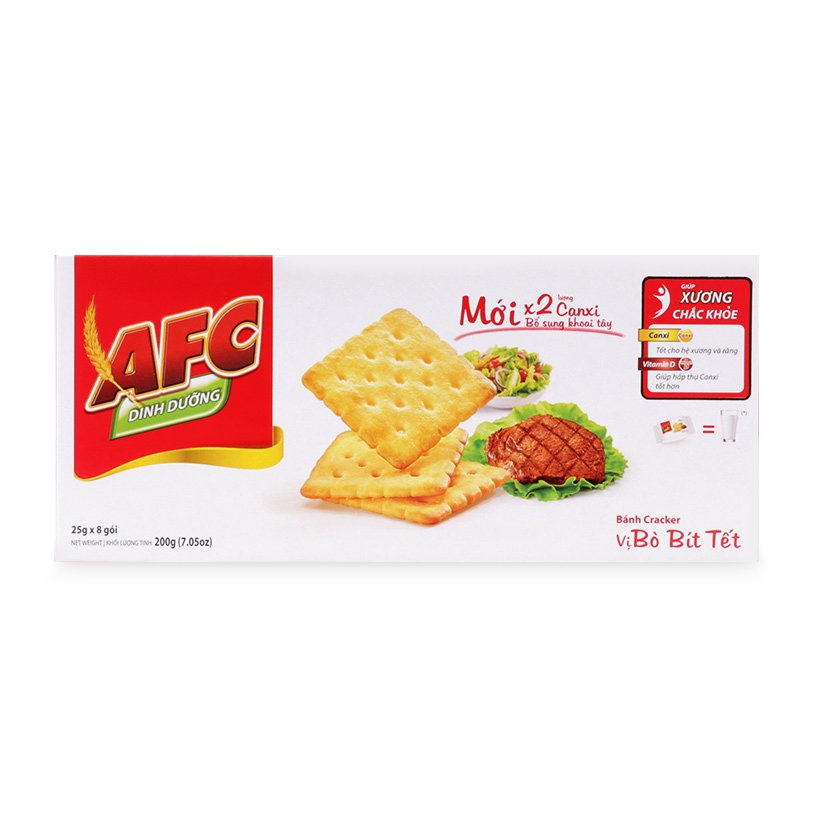 Bánh Cracker Dinh Dưỡng Afc Vị Bò Bít Tết - Hộp 200G