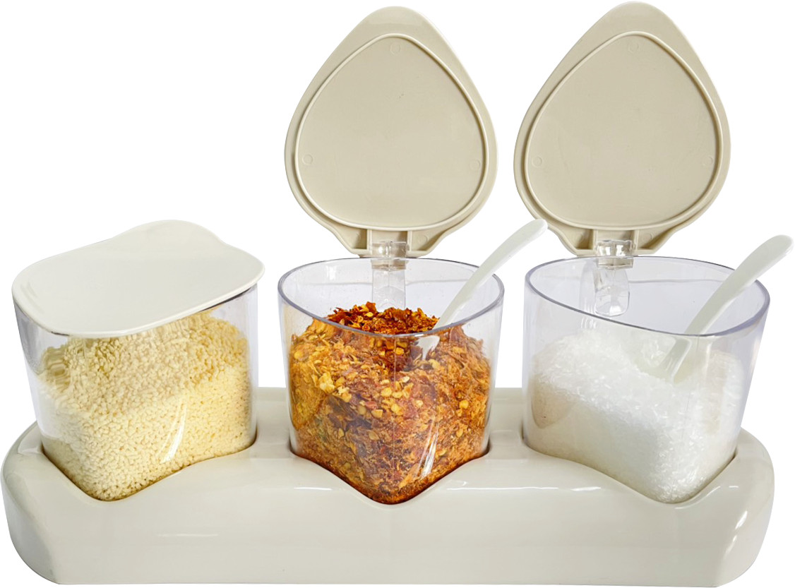 Bộ 3 Hộp Đựng Gia Vị Có Đế Bioplas