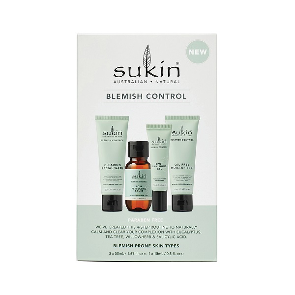 Bộ 4 Sản Phẩm Chăm Sóc Da Mụn Sukin Blemish Mini Size [Cs]