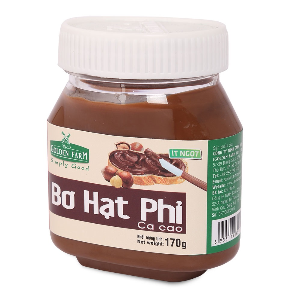 Bơ Hạt Phỉ Cacao Golden Farm 170G