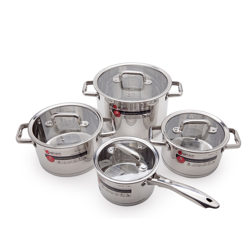 Bộ Xoong Inox Elmich 5 Đáy (Bộ 4)