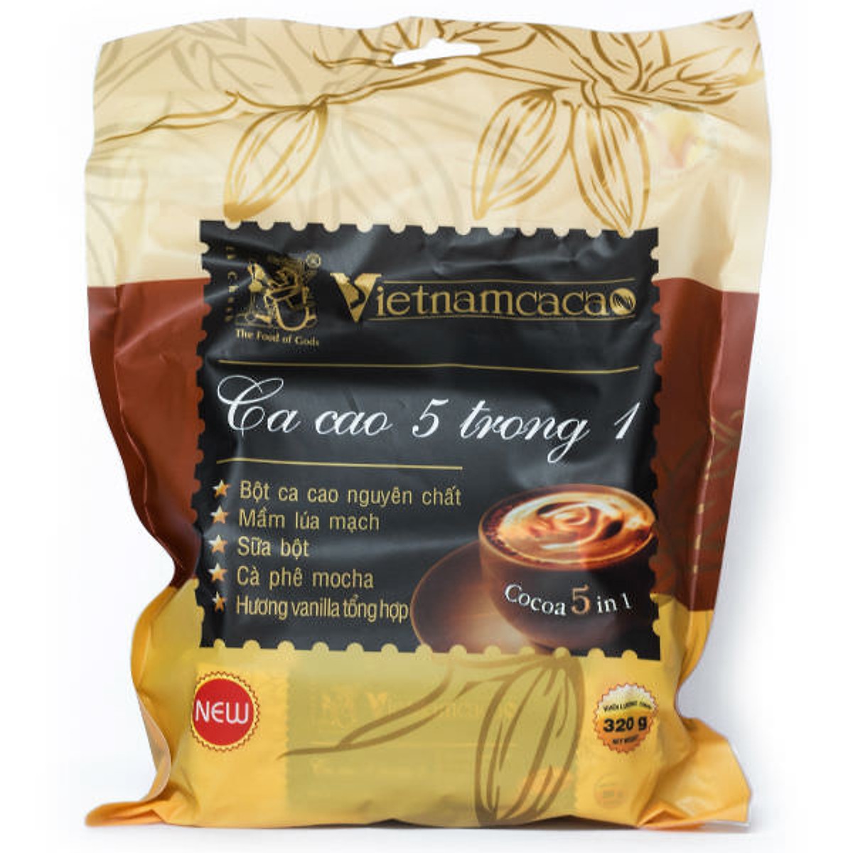 Bột Cacao 5 Trong 1 Vinacacao Túi Pe (320G)