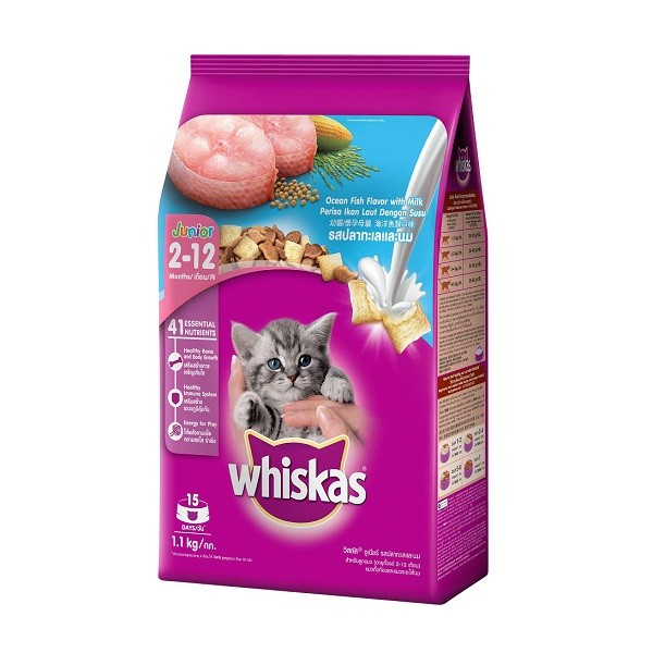 Thức Ăn Mèo Junior Ocean Fish Milk Whiskas 1.1Kg