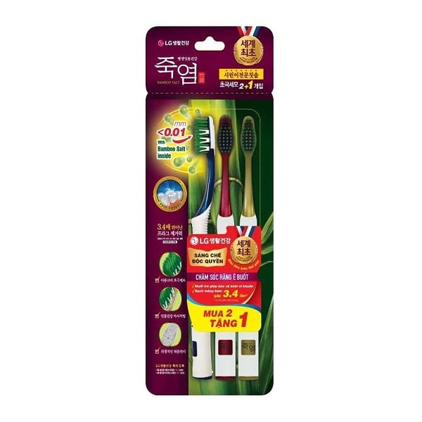 Bàn Chải Đánh Răng Bamboo Salt Shirinnee Chăm Sóc Răng Ê Buốt (Vỉ 3 Cây)