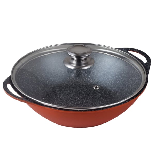 Chảo Lẩu Đa Năng Vân Đá Nắp Kính Bếp Từ 24Cm