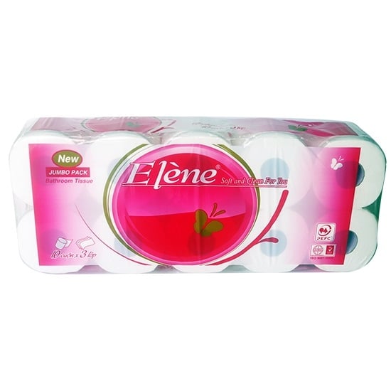 Giấy Vệ Sinh Elene Hồng 3 Lớp Có Lõi - 10 Cuộn