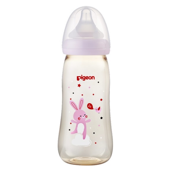 Bình Sữa Ppsu Cao Cấp Pigeon Hình Thỏ Hồng 330Ml