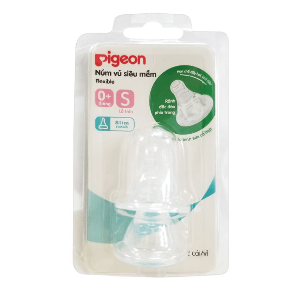 Núm Vú Silicone Siêu Mềm Pigeon Vỉ 2 Cái (S) - Bp