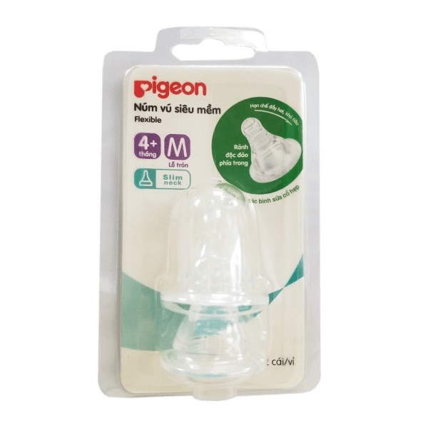Núm Vú Silicone Siêu Mềm Pigeon Vỉ 2 Cái (M) - Bp