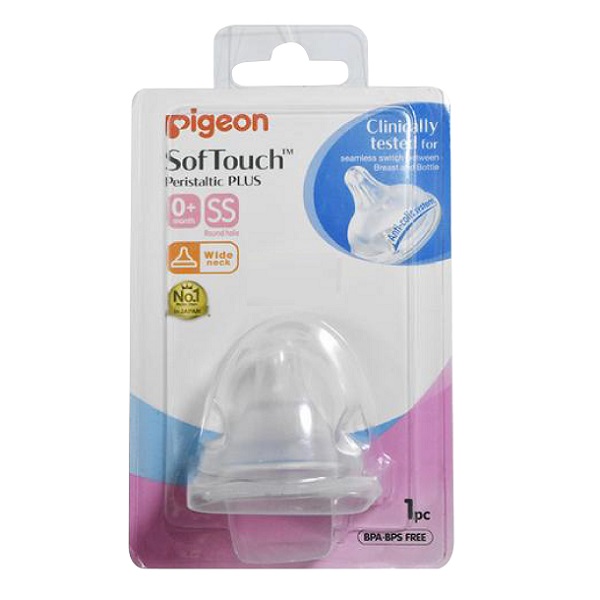 Núm Vú Silicon Siêu Mềm Plus Pigeon (Ss) Vỉ 1 Cái
