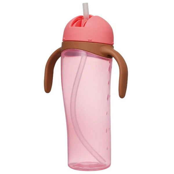 Bình Uống Nước Ống Hút Có Tay Cầm Pigeon Màu Hồng 330Ml