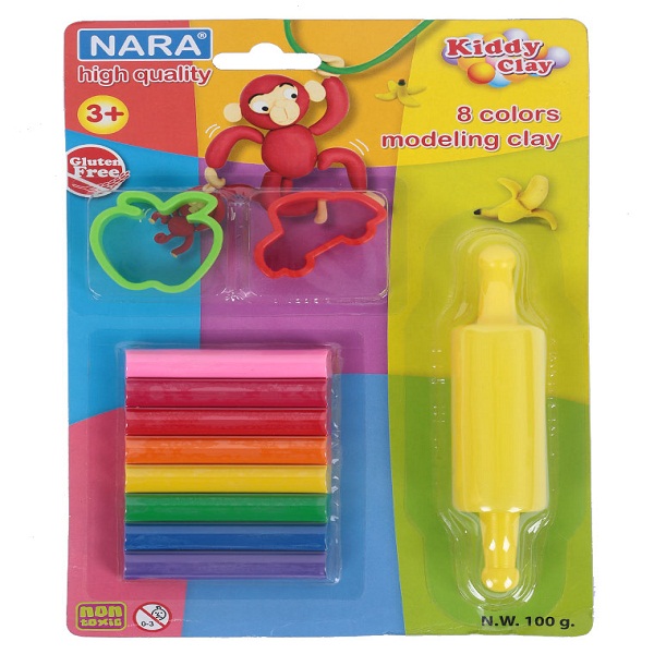 Đất Nặn 8 Màu + 2 Khuôn + Cây Lăn St - 100 - 8+2Sm/R