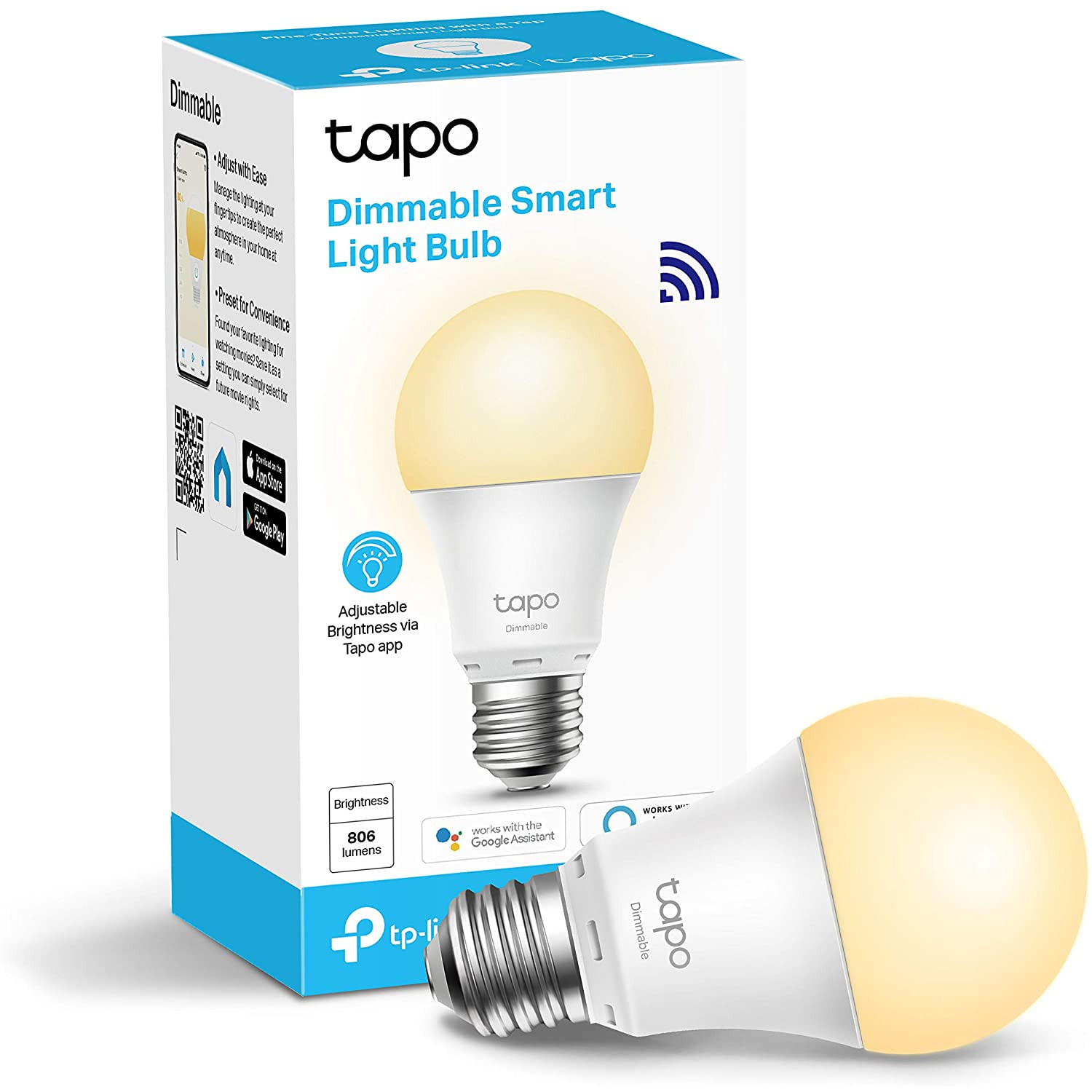 Bóng Đèn Thông Minh Tp - Link Tapo L510E - Bóng Đèn Ánh Sáng Vàng, Điều Chỉnh Độ Sáng Và Nhiệt Màu Từ Xa Qua App, Điều Khiển Bằng Giọng Nói - Hàng Chính Hãng - Chỉ Đèn