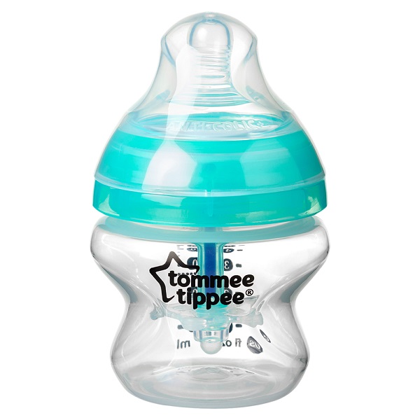 Bình Sữa Siêu Chống Đầy Hơi Kèm Báo Nhiệt Tommee Tippee Advanced Anti - Colic Trắng/Xanh Ngọc - 150Ml