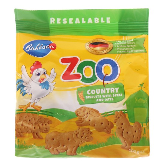 Bánh Quy Lúa Mì Yến Mạch Hình Thú Bahlsen Zoo 100G