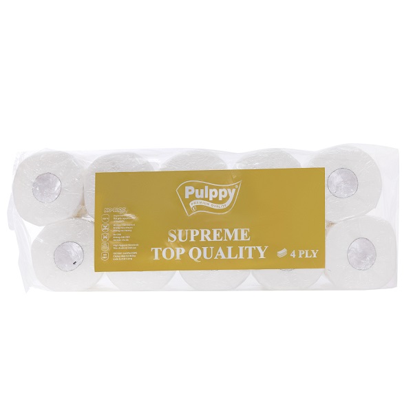 Giấy Vệ Sinh Cao Cấp Pulppy Supreme Lõi 4 Lớp 10 Cuộn