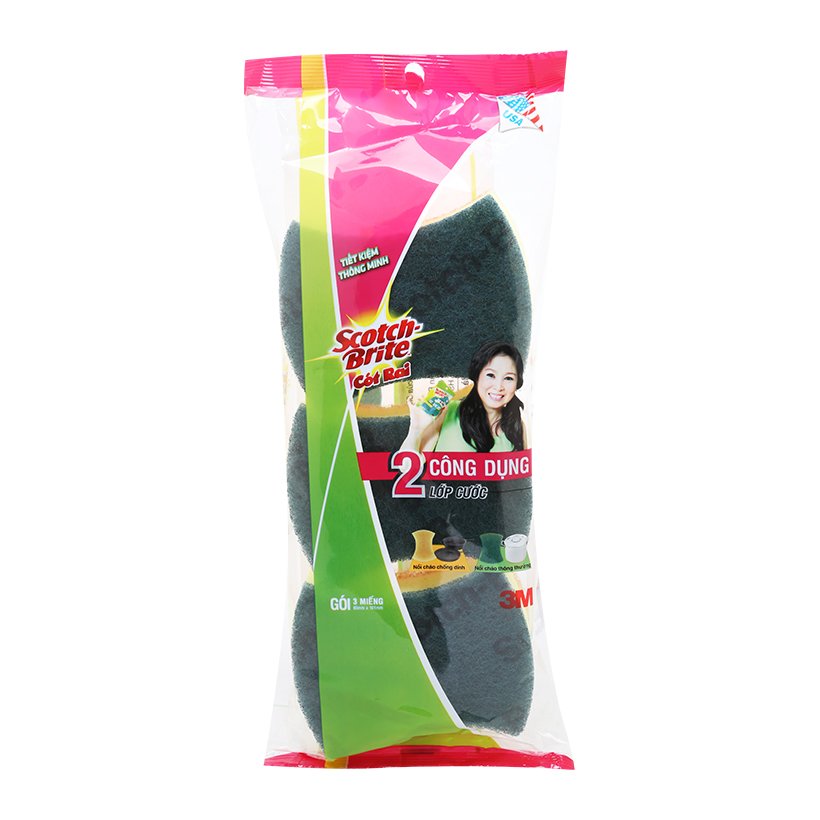 Gói 3 Miếng Cước Cọ Rửa 2 Lớp