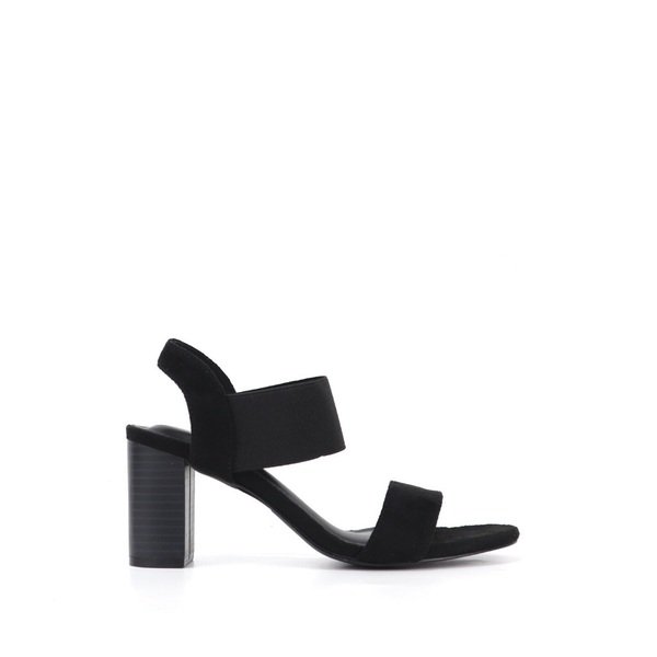 Giày Sandal Da Lộn Phối Thun Gót Trụ Cao 7Cm Màu Đen Cillie 1010 (Store 5703)