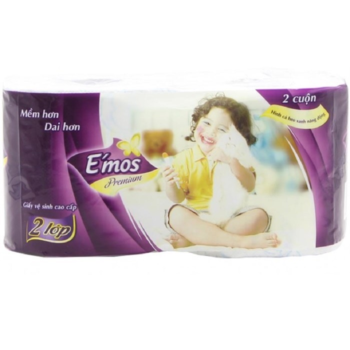 Giấy Vệ Sinh Emos Premium 10 Cuộn 2 Lớp Cá Heo Xanh