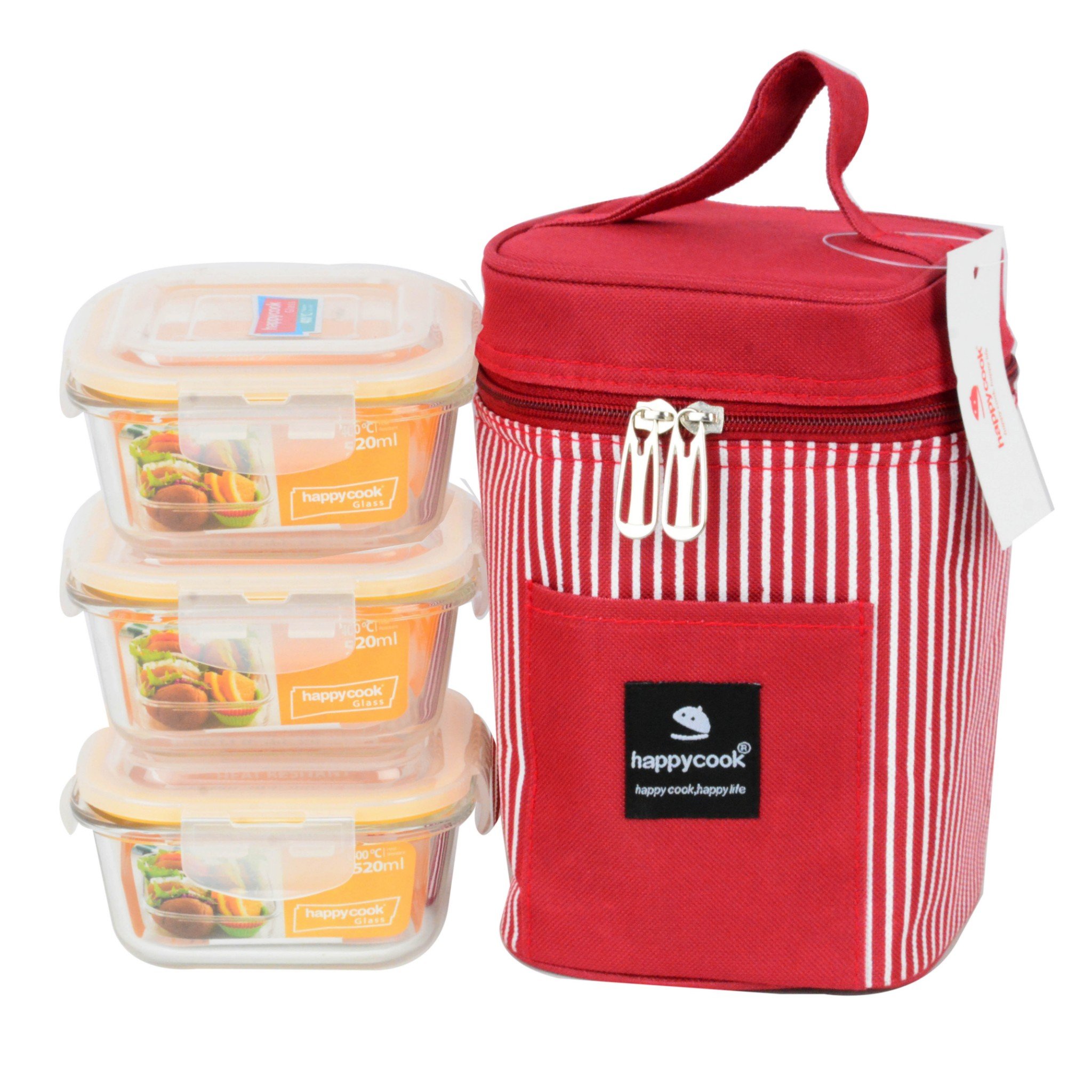 Bộ Hộp Thủy Tinh Vuông Happy Cook 3 Cái 520Ml Hcg - 03Sb