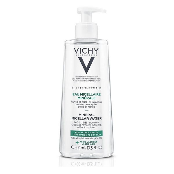 Nước Tẩy Trang Cho Da Hỗn Hợp & Da Bóng Dầu Vichy Puret É Thermale Mineral Micellar Water Combination To Oily Skin 400Ml