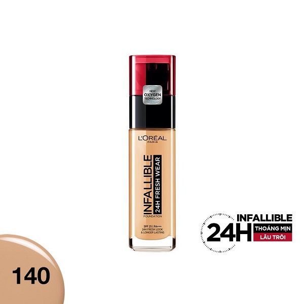 Kem Nền Siêu Mịn Lâu Trôi L'oreal Infallible 24H 140 Golden Beige 30Ml (Store 5871, 5873)