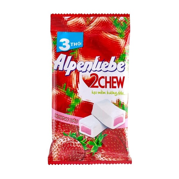 Kẹo Mềm Alpenliebe 2Chew Hương Dâu Gói 3 Thỏi X 24.5G