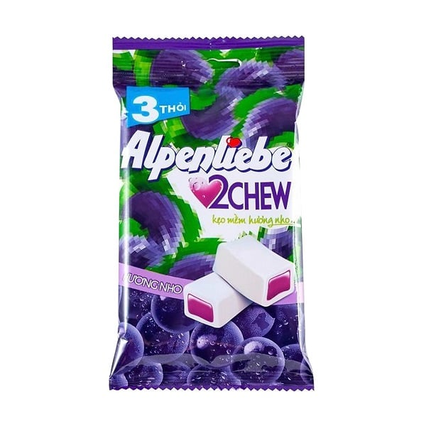 Kẹo Mềm Alpenliebe 2Chew Hương Nho Gói 3 Thỏi X 24.5G
