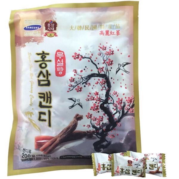 Kẹo Hồng Sâm Không Đường Red Ginseng 200G