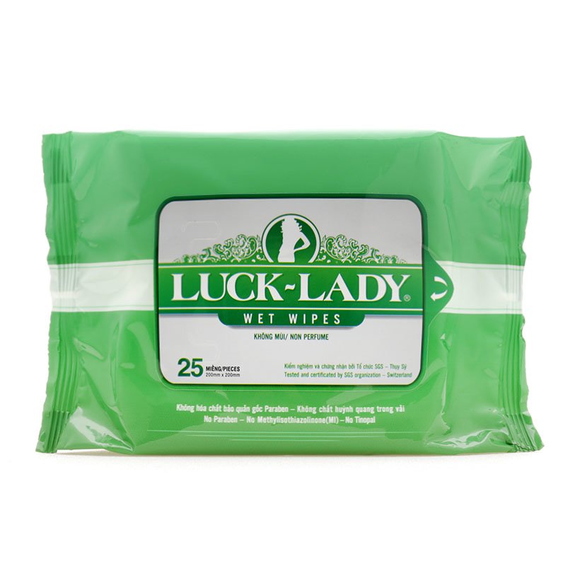 Khăn Ướt Luck Lady Không Mùi - Gói 25 Tờ
