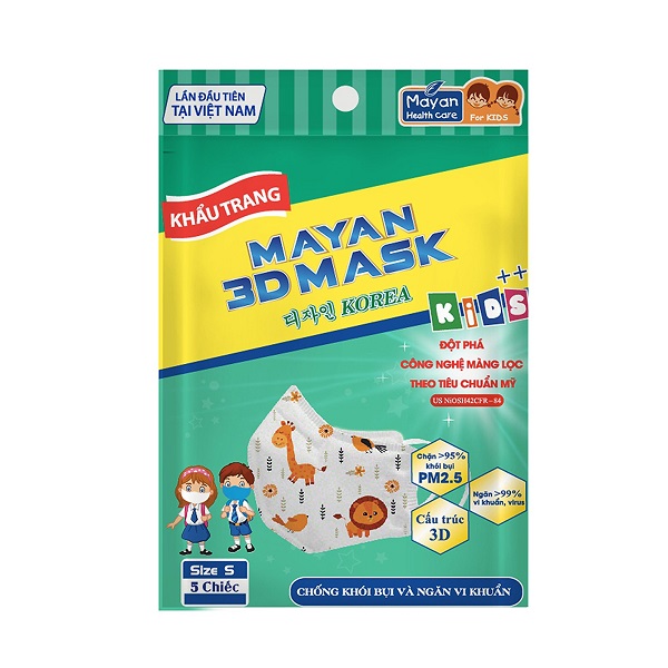 Khẩu Trang Mayan 3D Medi Baby Pm2.5 - Bịch 5 Cái