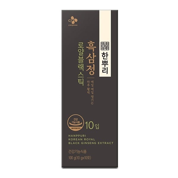 Hộp Quà Thực Phẩm Bảo Vệ Sức Khỏe Cj Hanppuri Korean Royal Black Ginseng Extract Hộp 10 Gói X 10G