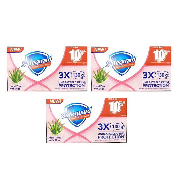 Lốc 3 Xà Bông Tắm Diệt Khuẩn Safeguard Hồng 135G